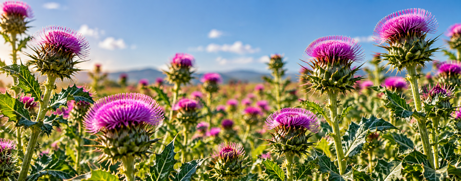 Milk thistle plants ready for harvest