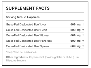 Total Organ Complex — 5-in-1 Grass-Fed Beef Organs | Leviora Labs