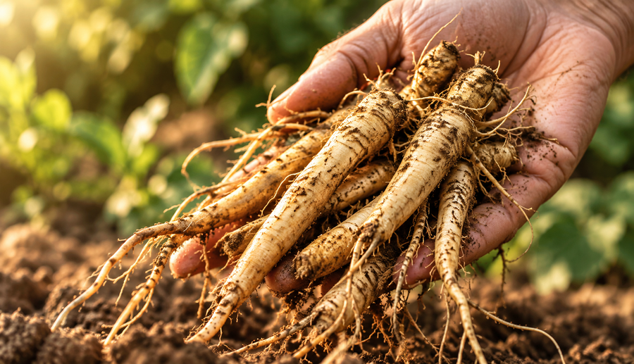 Ashwagandha root harvest