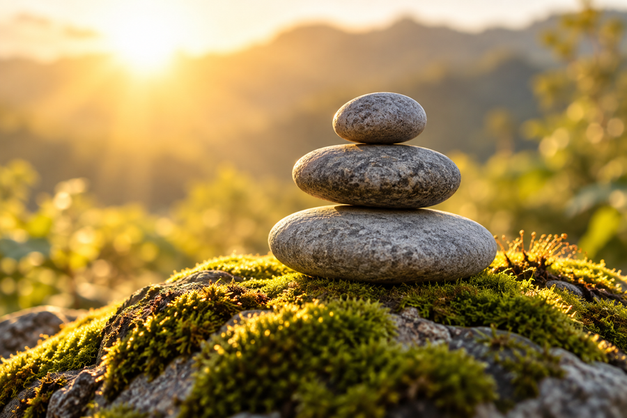 Balanced stones in nature